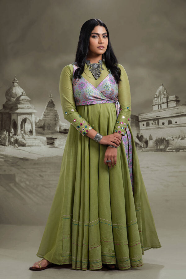 Pastel Banarasi Brocade Angarkha Jacket