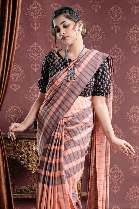 Handloom Saree with Peach Base