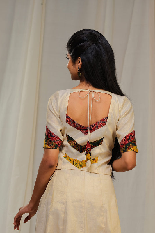 Multi Ajrakh Patch Panel skirt