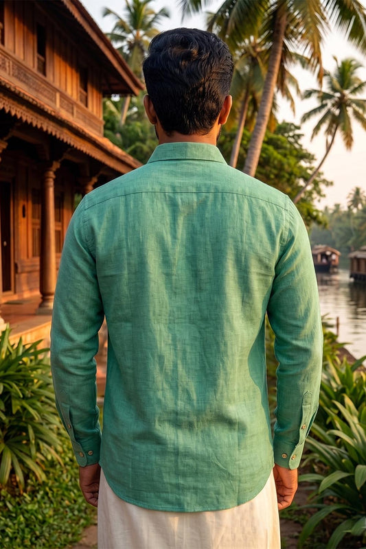 Mint Green Kerala Theme Print Shirt
