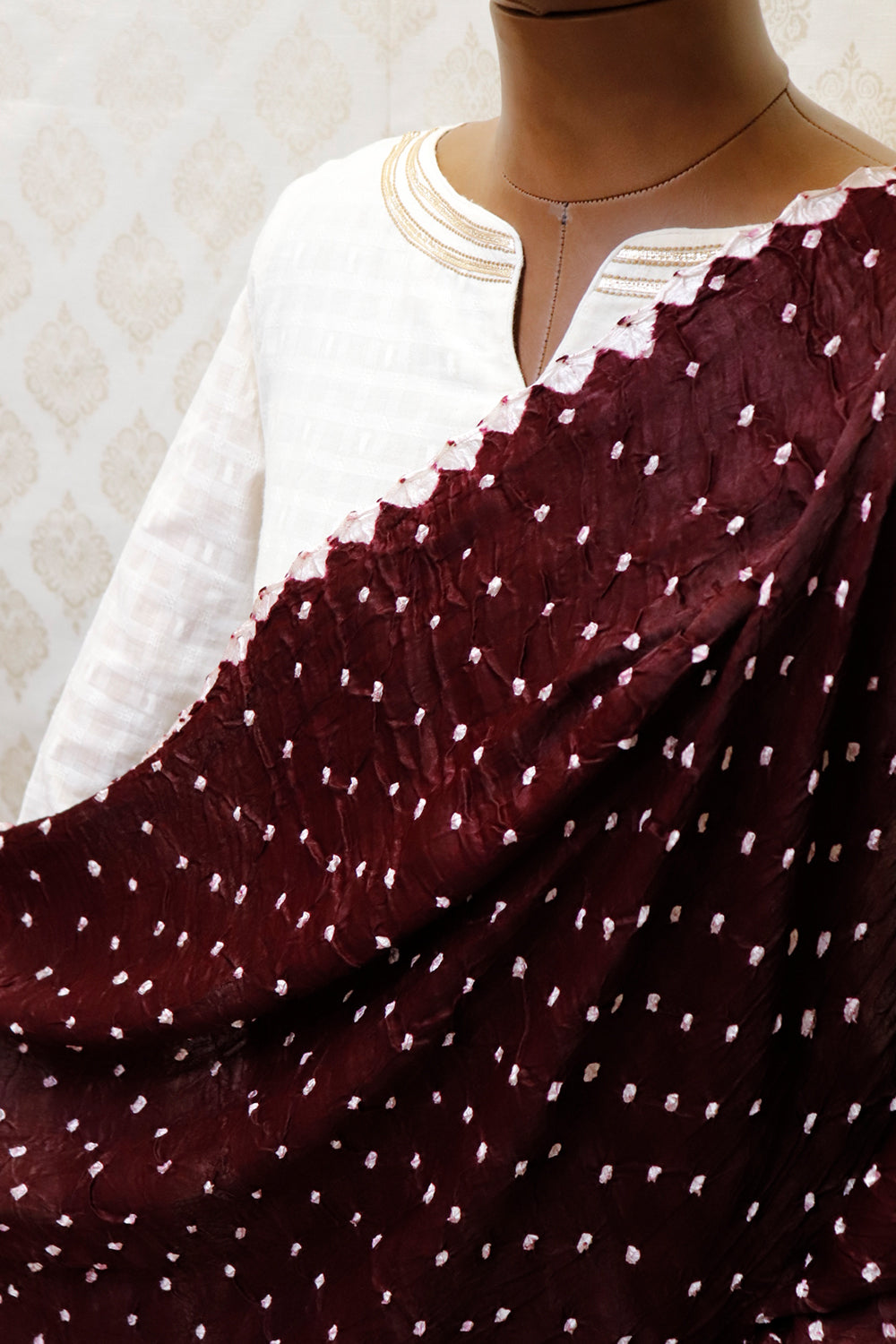 Modal Silk Dark Maroon Base Tissue Pallu