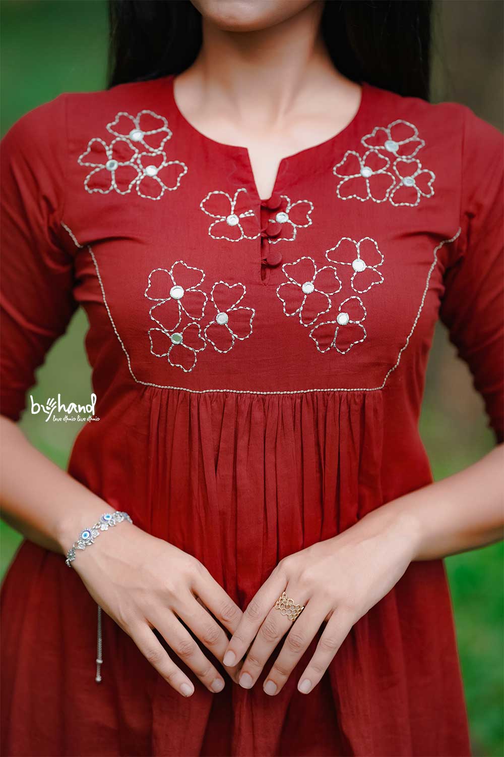 Flower mirror work Dress