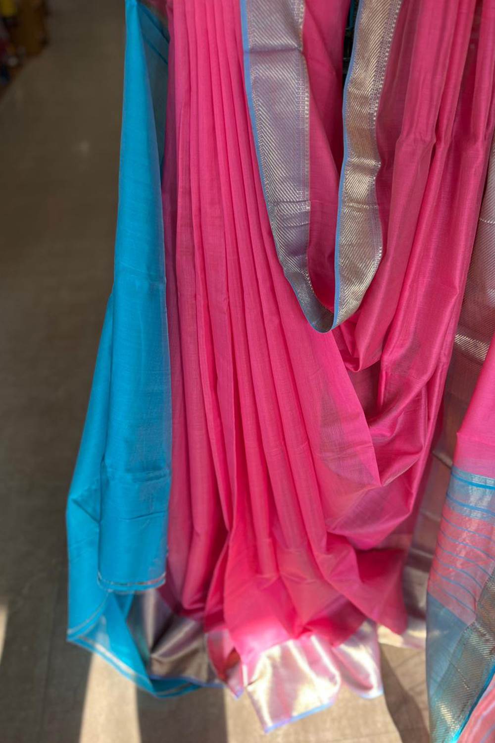 Maheshwari Silk Double Jeari Stripe Border Saree