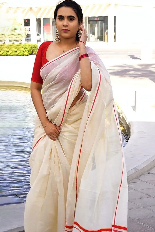 Puliyilakara Saree Red & Golden