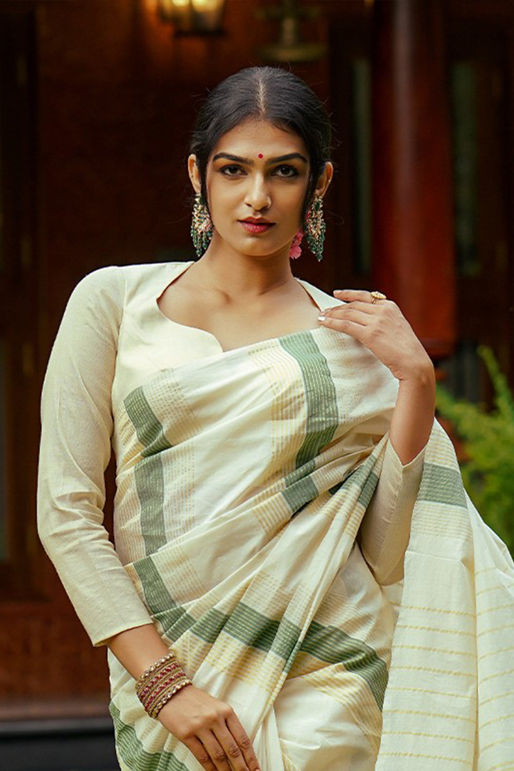 Offwhite Handloom Tissue Blouse