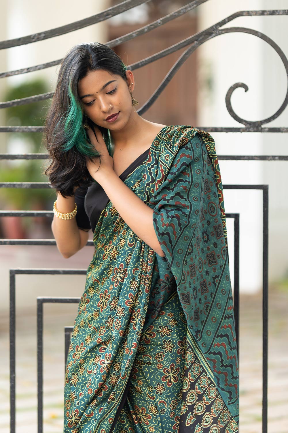 Green Modal Silk Saree