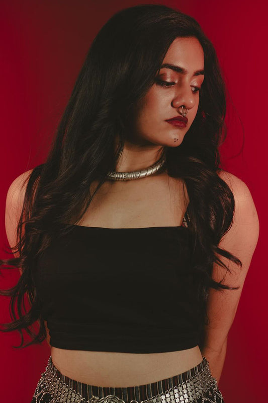 Black Ajrakh Multi Printed Tiered Skirt