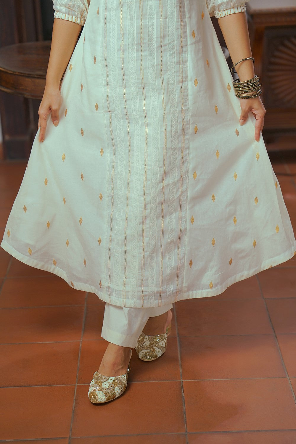 Off White 3 Panel Dress