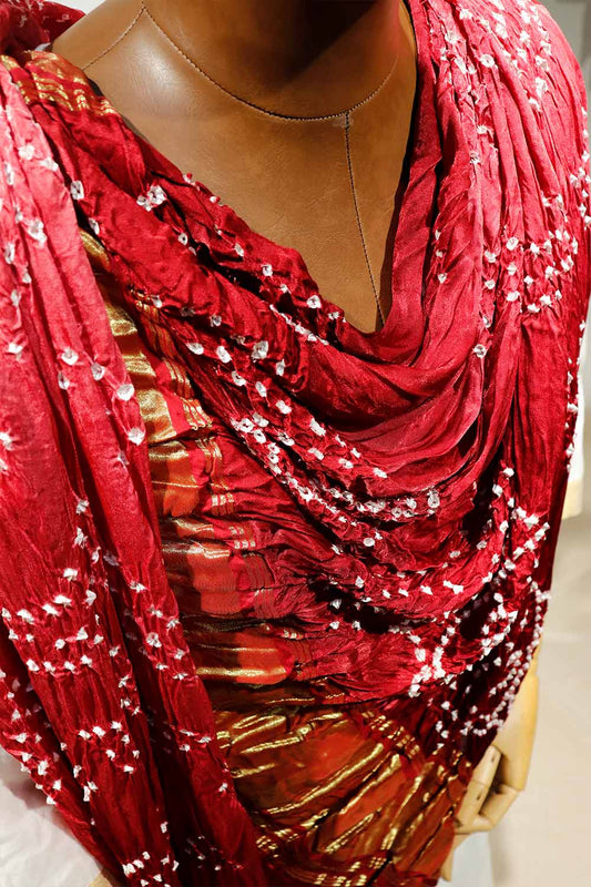 Modal Silk Shaded Bandhani Maroon Dupatta
