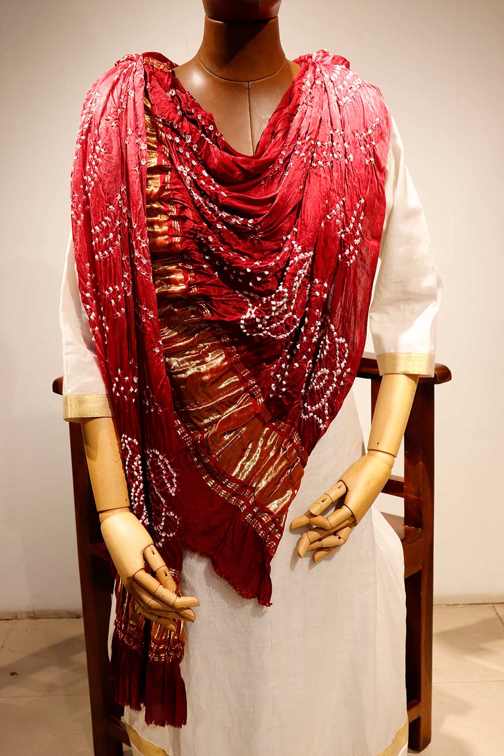 Modal Silk Shaded Bandhani Maroon Dupatta