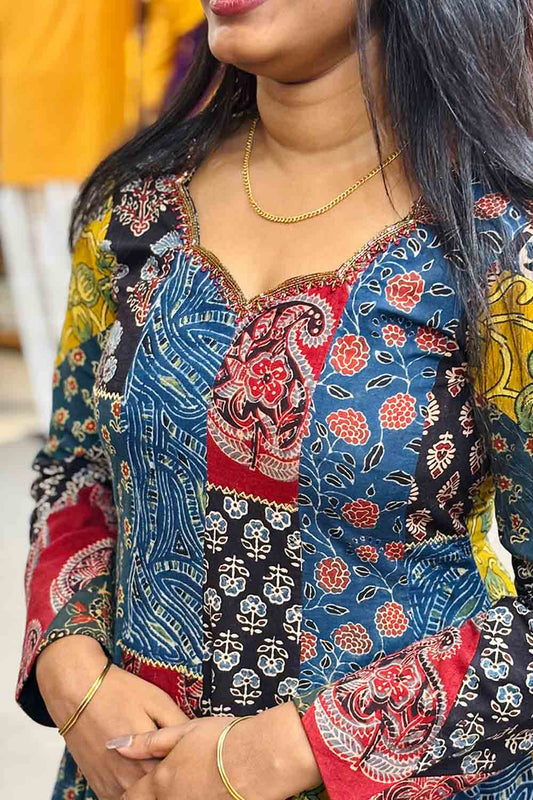 Ajrakh Multi Patch Panel Anarkali