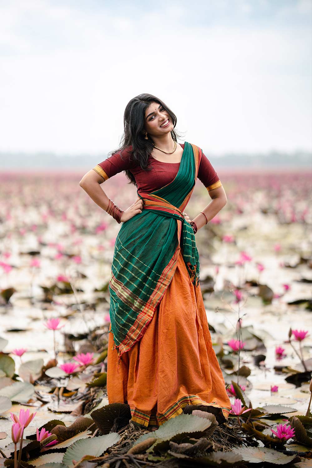 Narayananpethu Yellow 3 pcs Dhavani Set