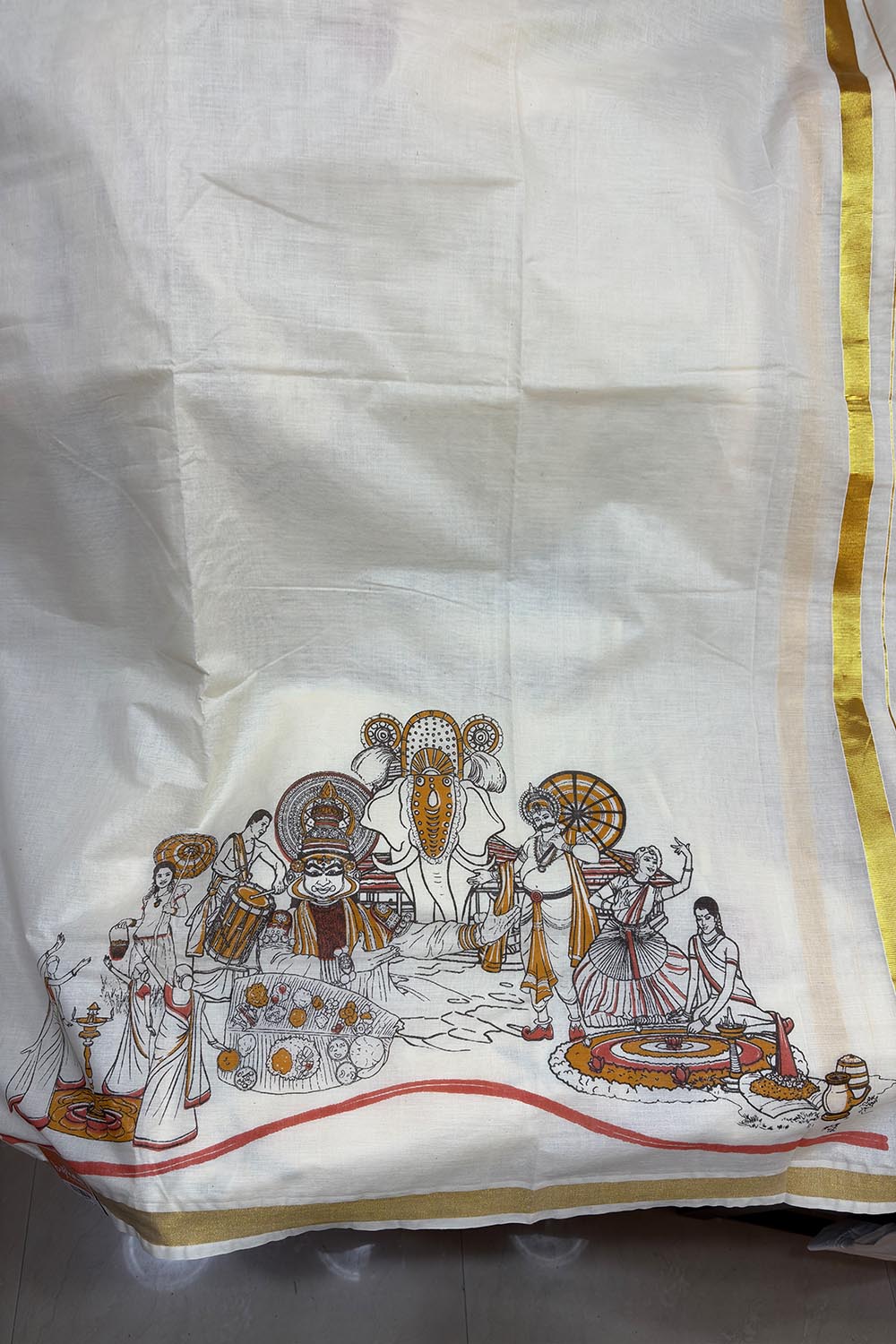 Onam Mixed Print Dhothi