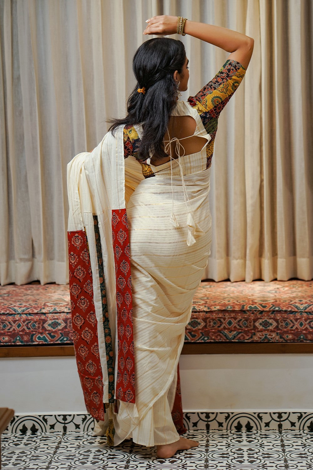 Multi Colour Patch Off White Blouse