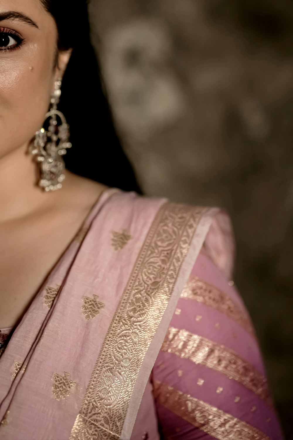 Pink Ombre Chanderi Skirt Set