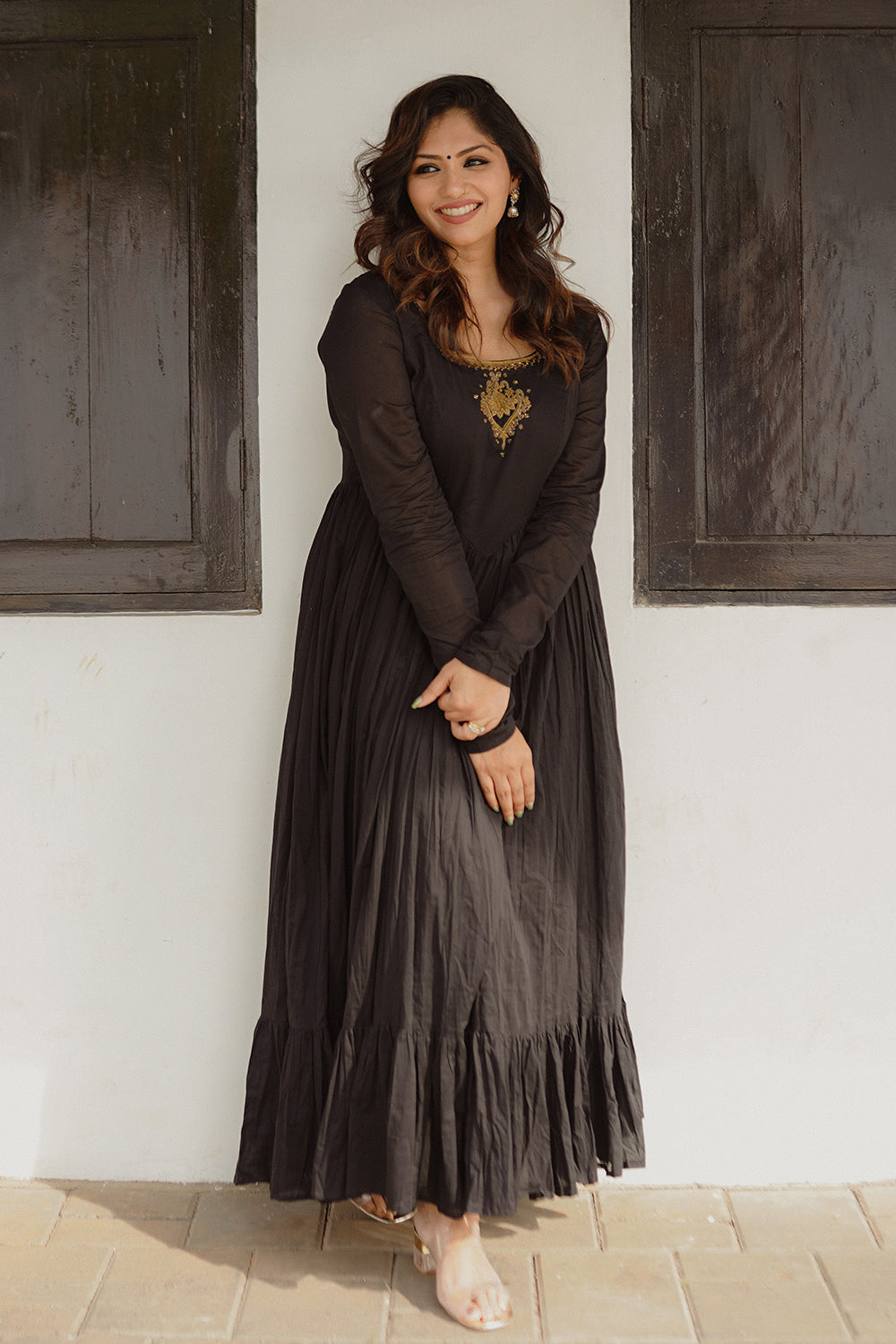 Black Cotton Gathered Dress Black Cotton Gathered Dress