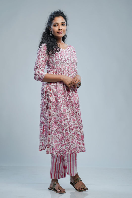 Pink Sanganeri Printed Co-ordset