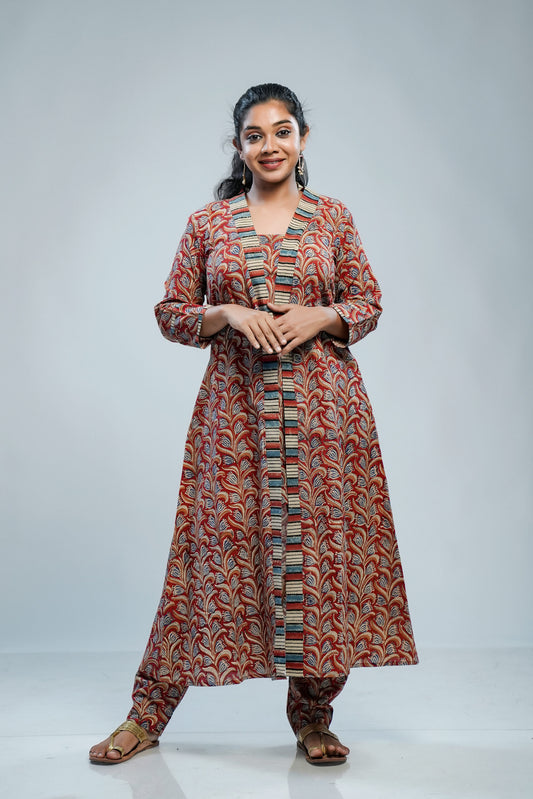Maroon Kalamkari kurti with pant