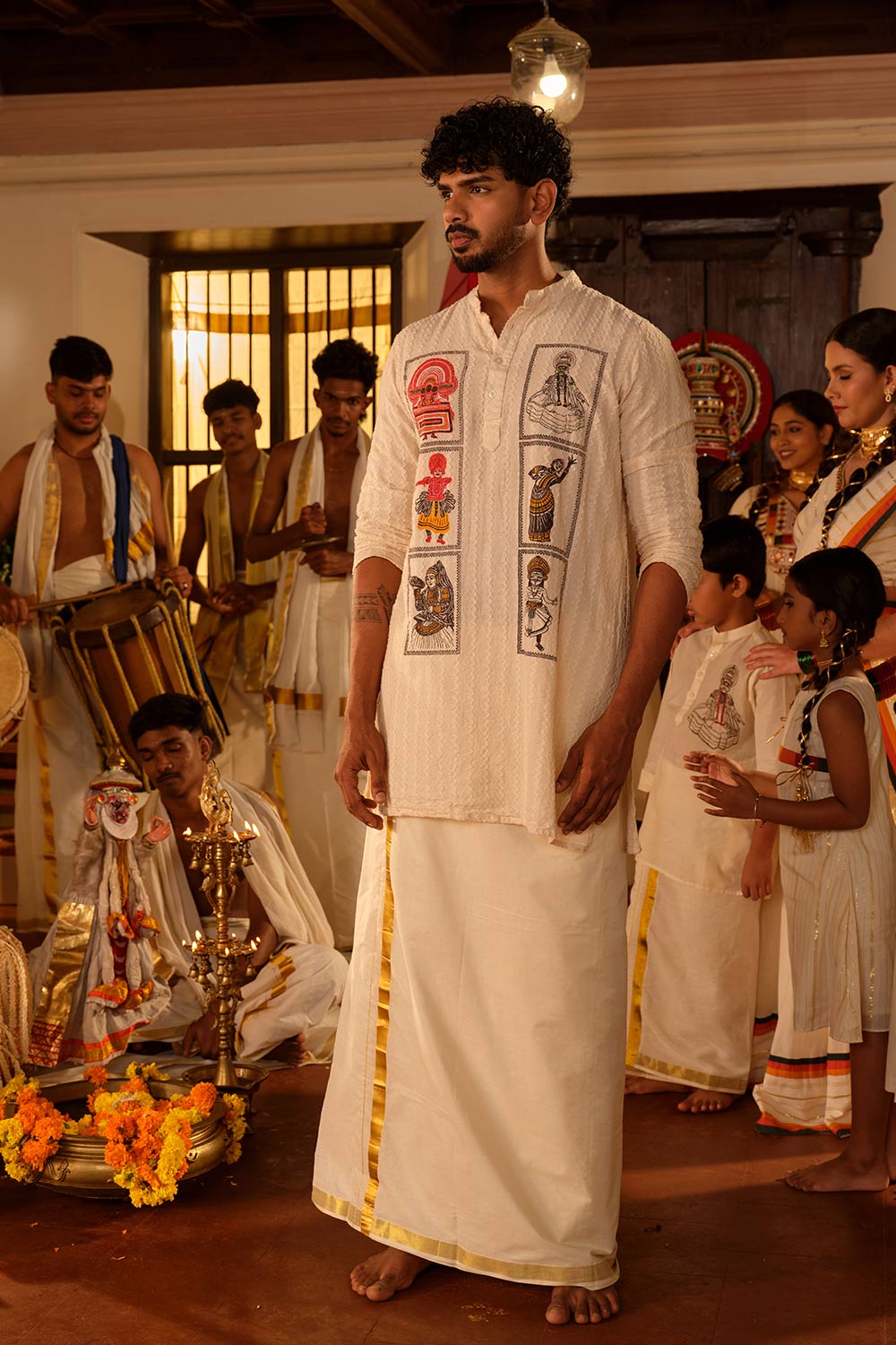Off-white Kurta With Artforms Printed