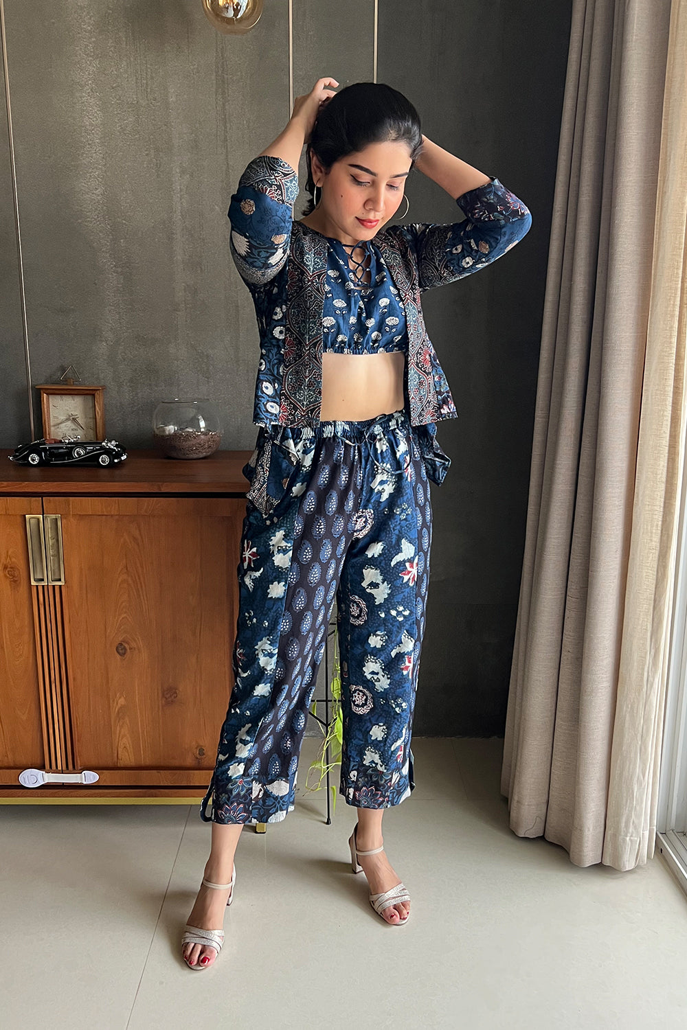 Marine Blue Kalamkari Co-ord Set