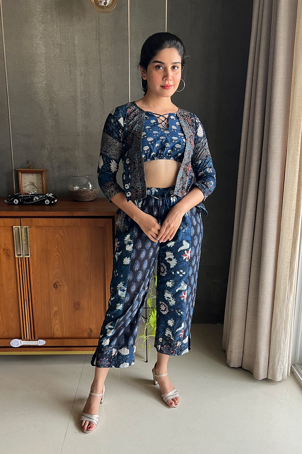Marine Blue Kalamkari Co-ord Set