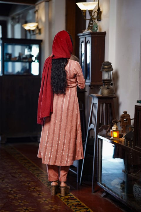 Onion Peel Pink A Line Kurthi