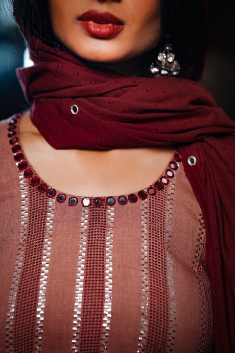 Onion Peel Pink A Line Kurthi