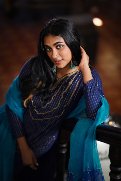 Blue Mahal Embroidery Yoke Neck Kurthi & Plain Pants