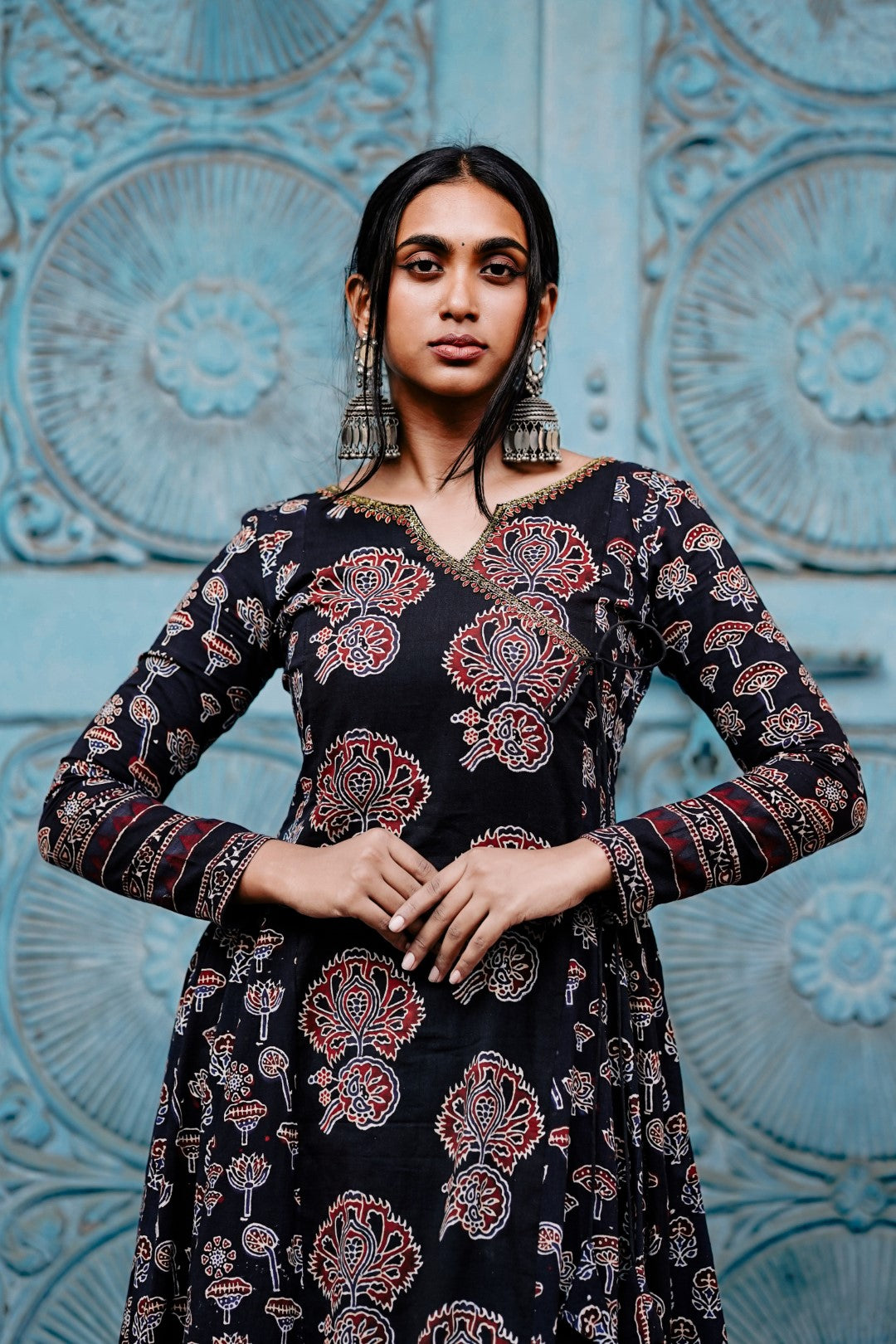 Black Multi Printed Panel Anarkali