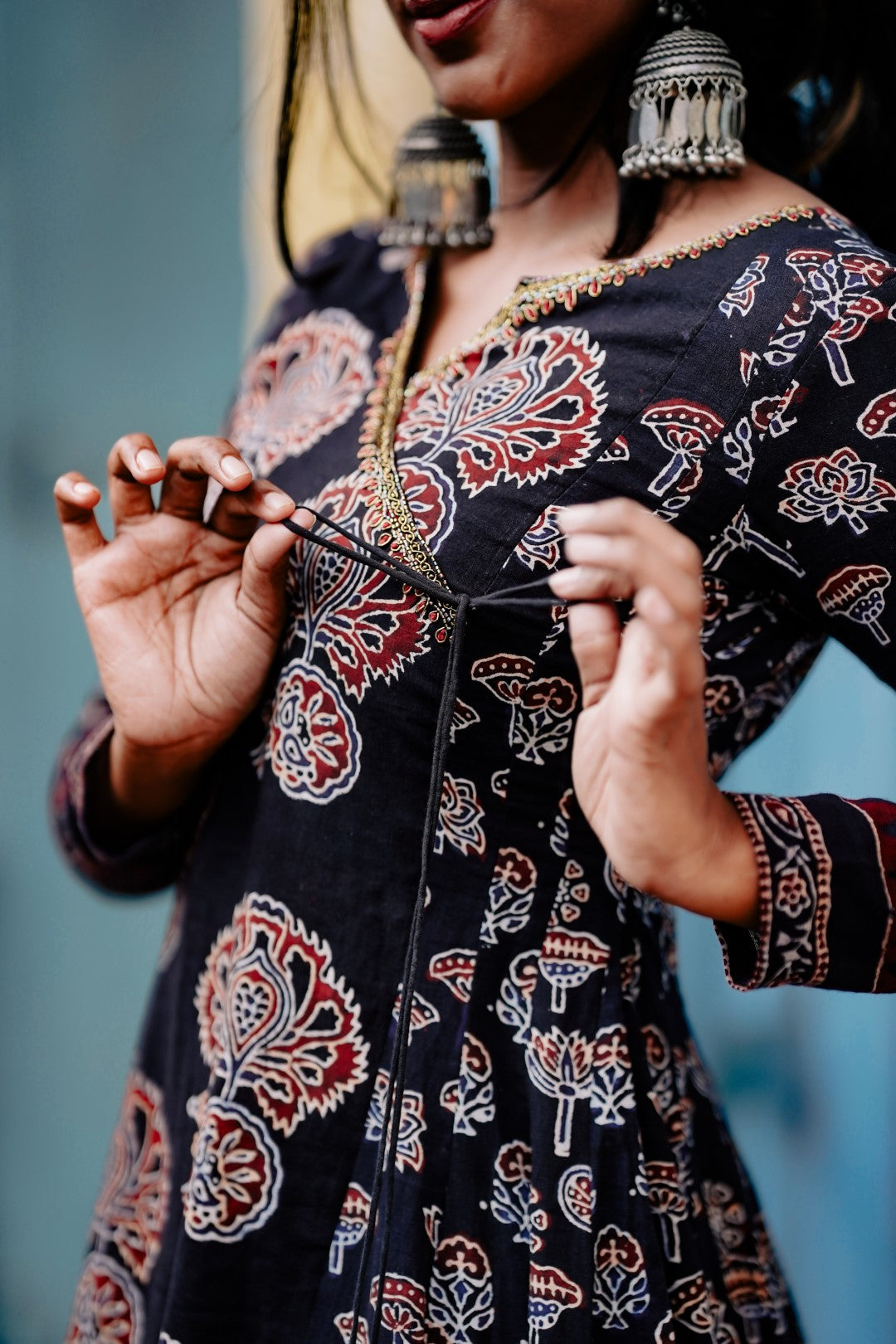 Black Multi Printed Panel Anarkali