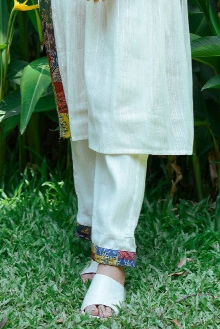 Off white Zari Bottom with Patch