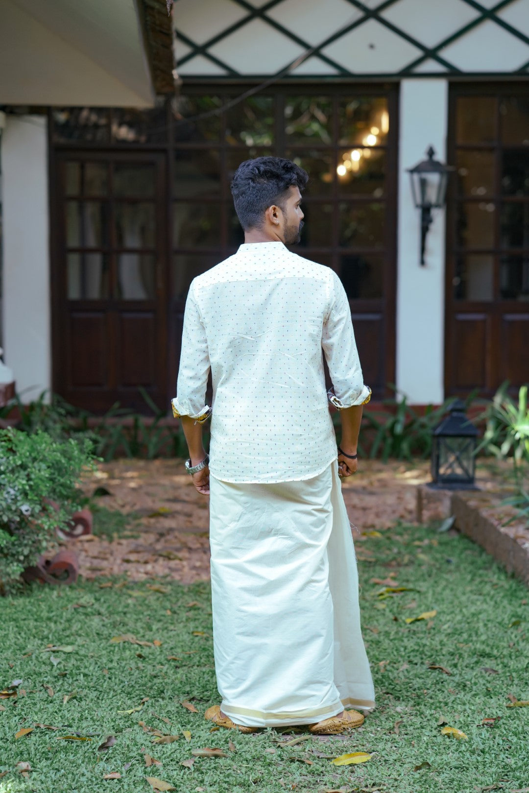 Off White Multi Buta Full Sleeve Shirt One side Patch
