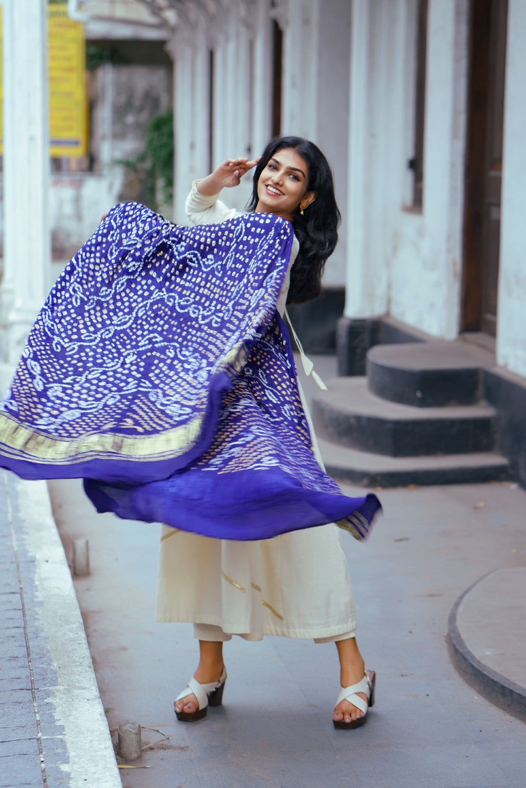 Blue Base Heavy Bandhini Dupatta