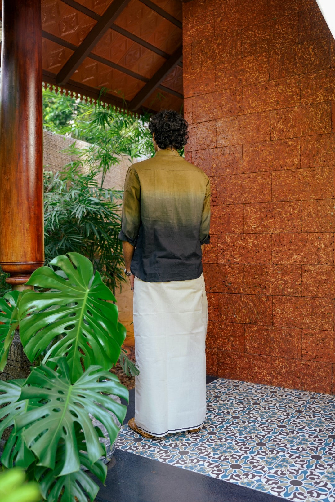 Olive Green & Black Ombre Full Sleeve Shirt