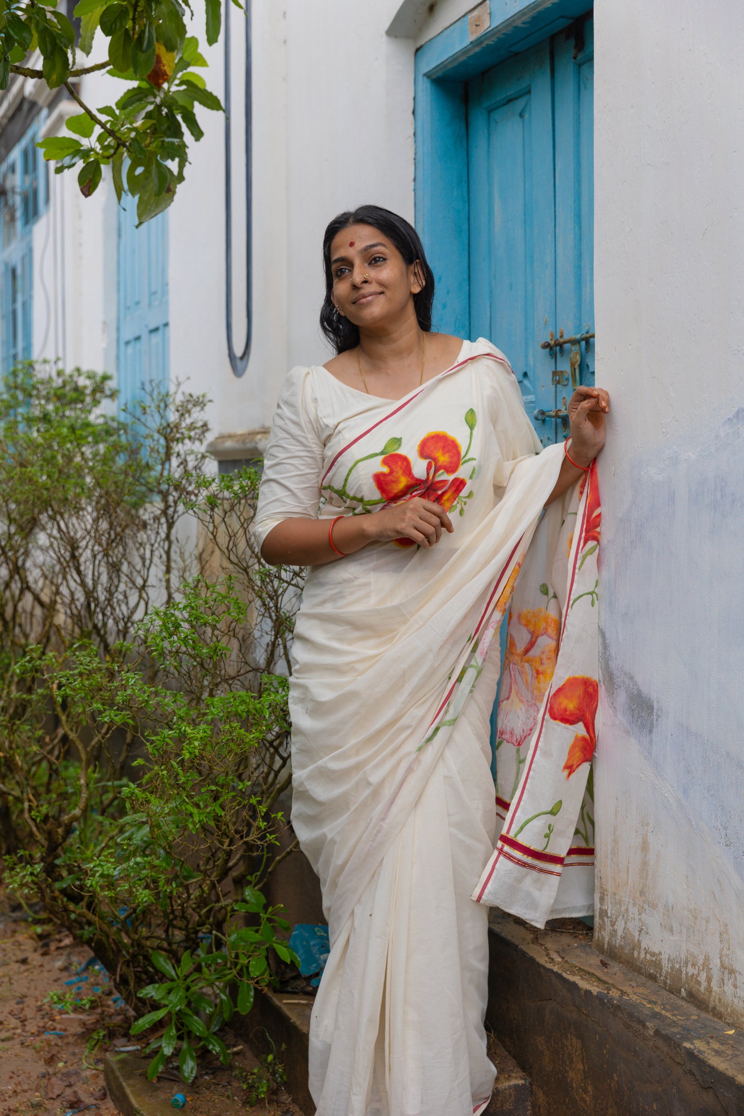 Gulmohar Handpainted In Pulliyilakkara Saree