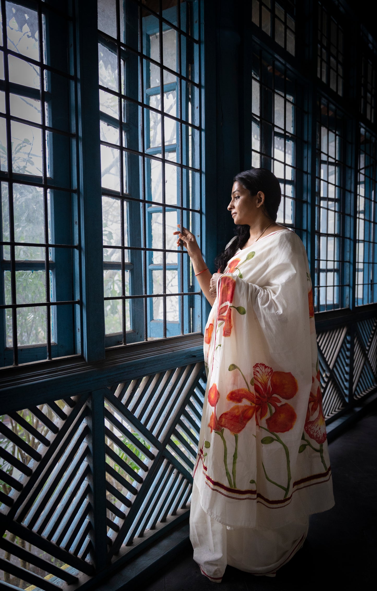 Gulmohar Handpainted In Pulliyilakkara Saree