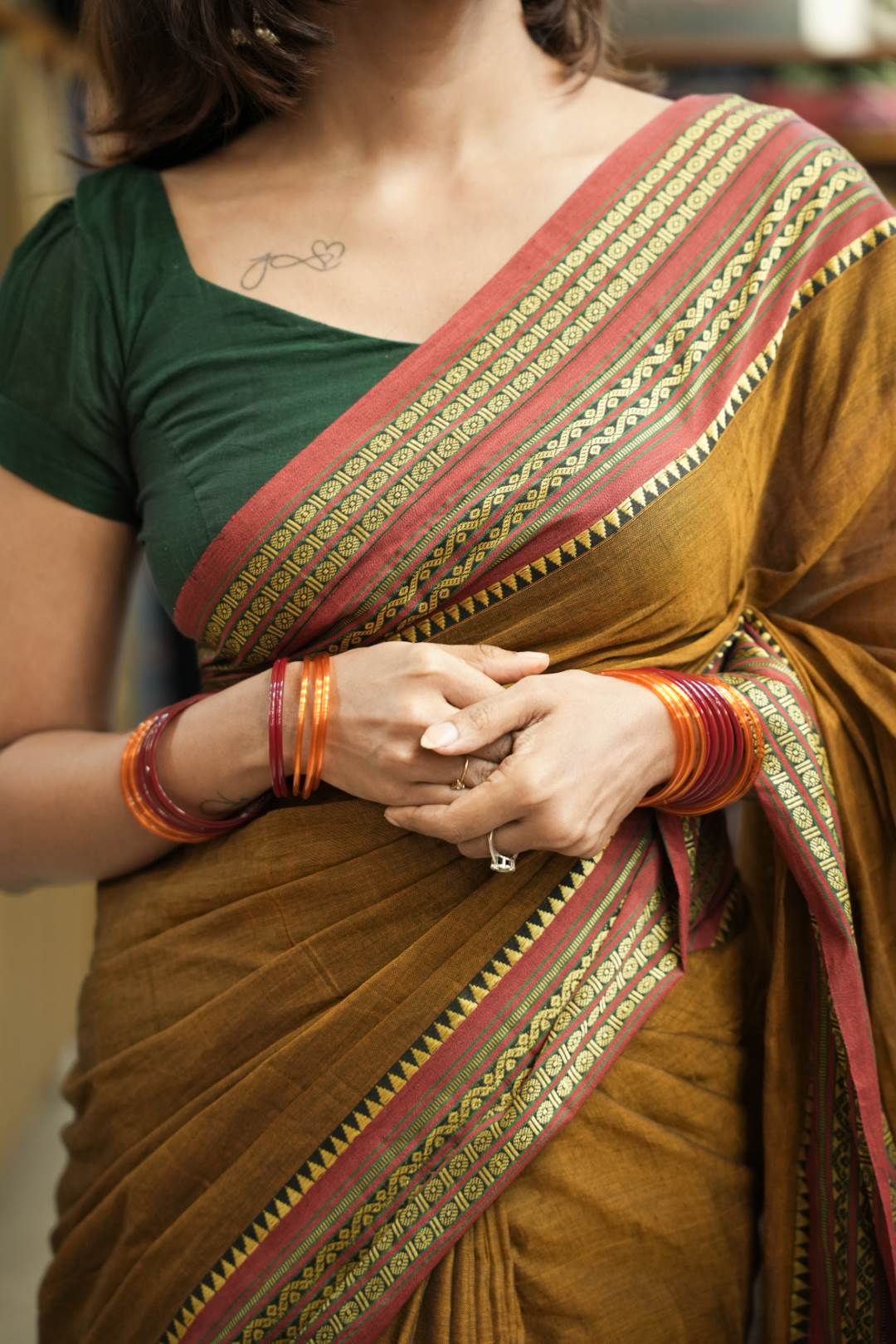 Narayanpet Duel Shade Mustard Yellow saree
