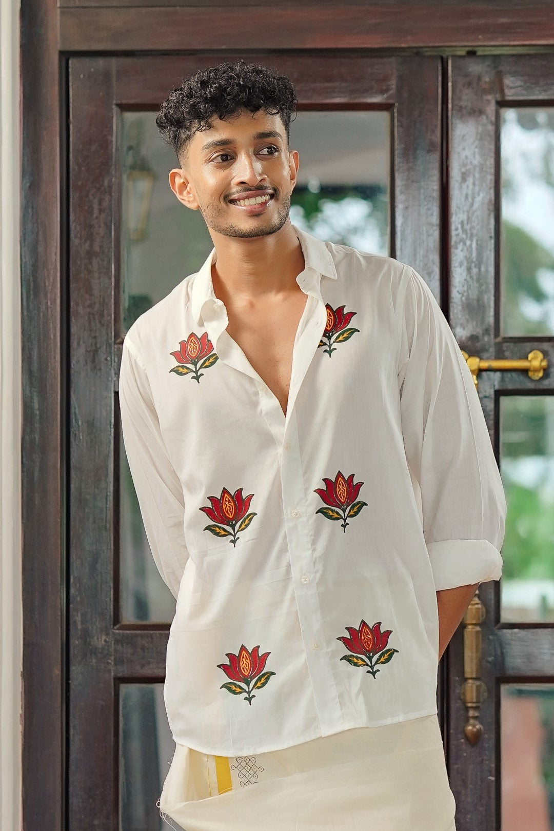 Offwhite Lotus Printed Shirt