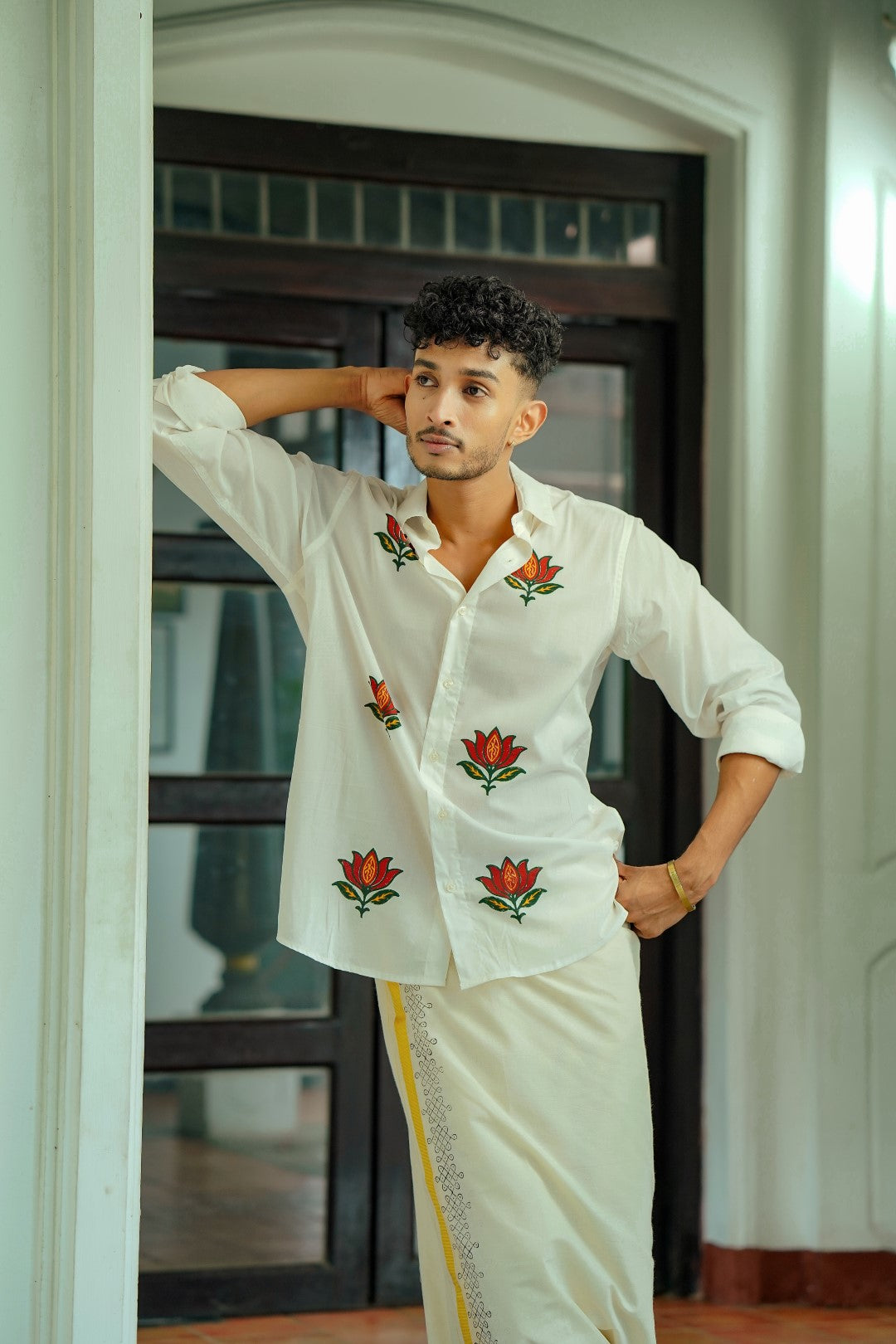 Offwhite Lotus Printed Shirt