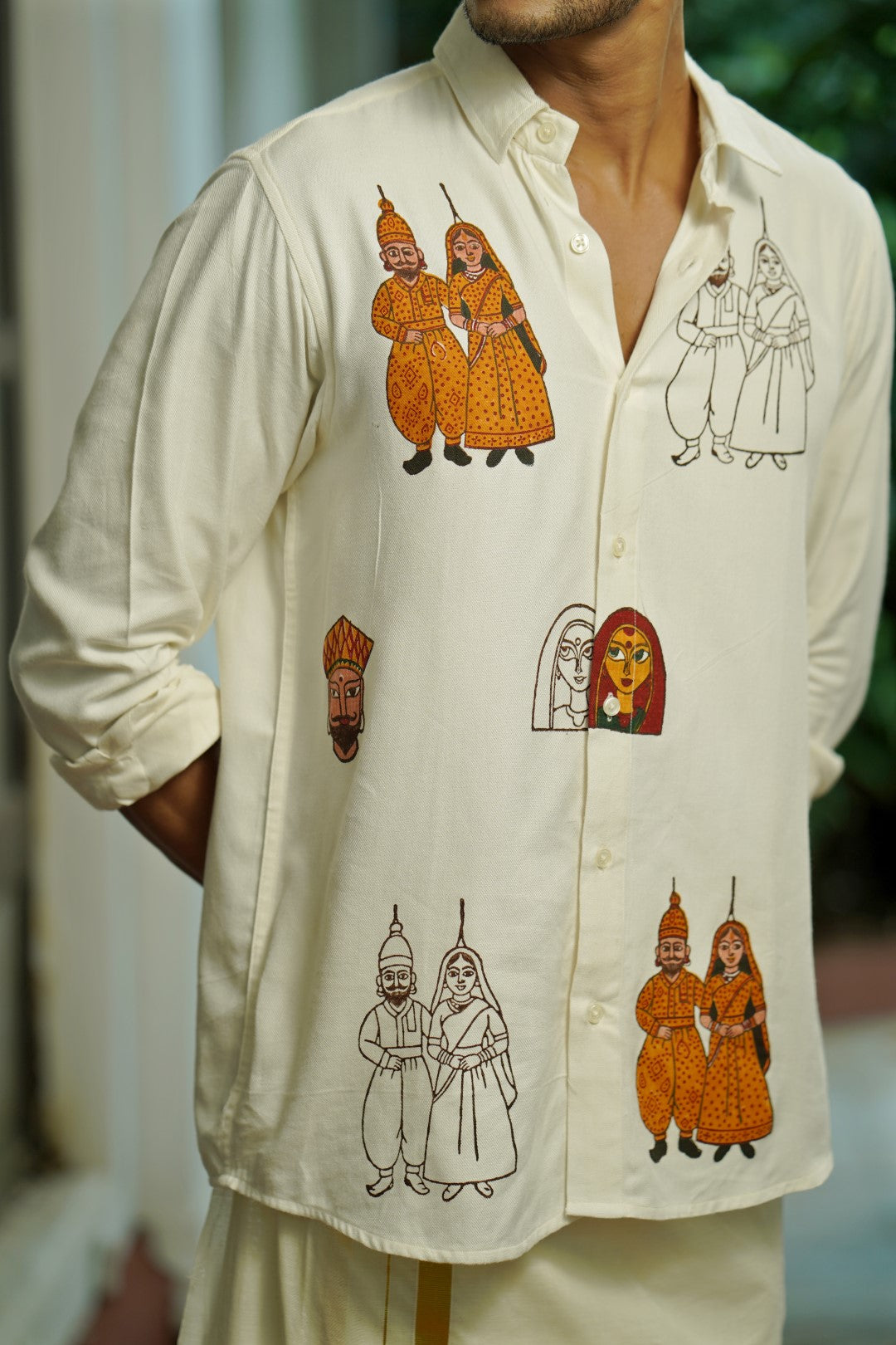 Offwhite Kathputhli Block Print Shirt