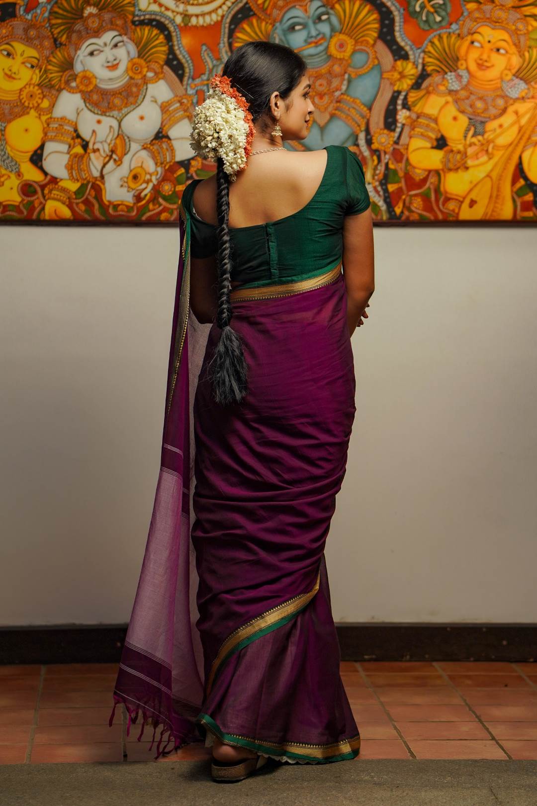 Purple Small Border Narayanpett Saree