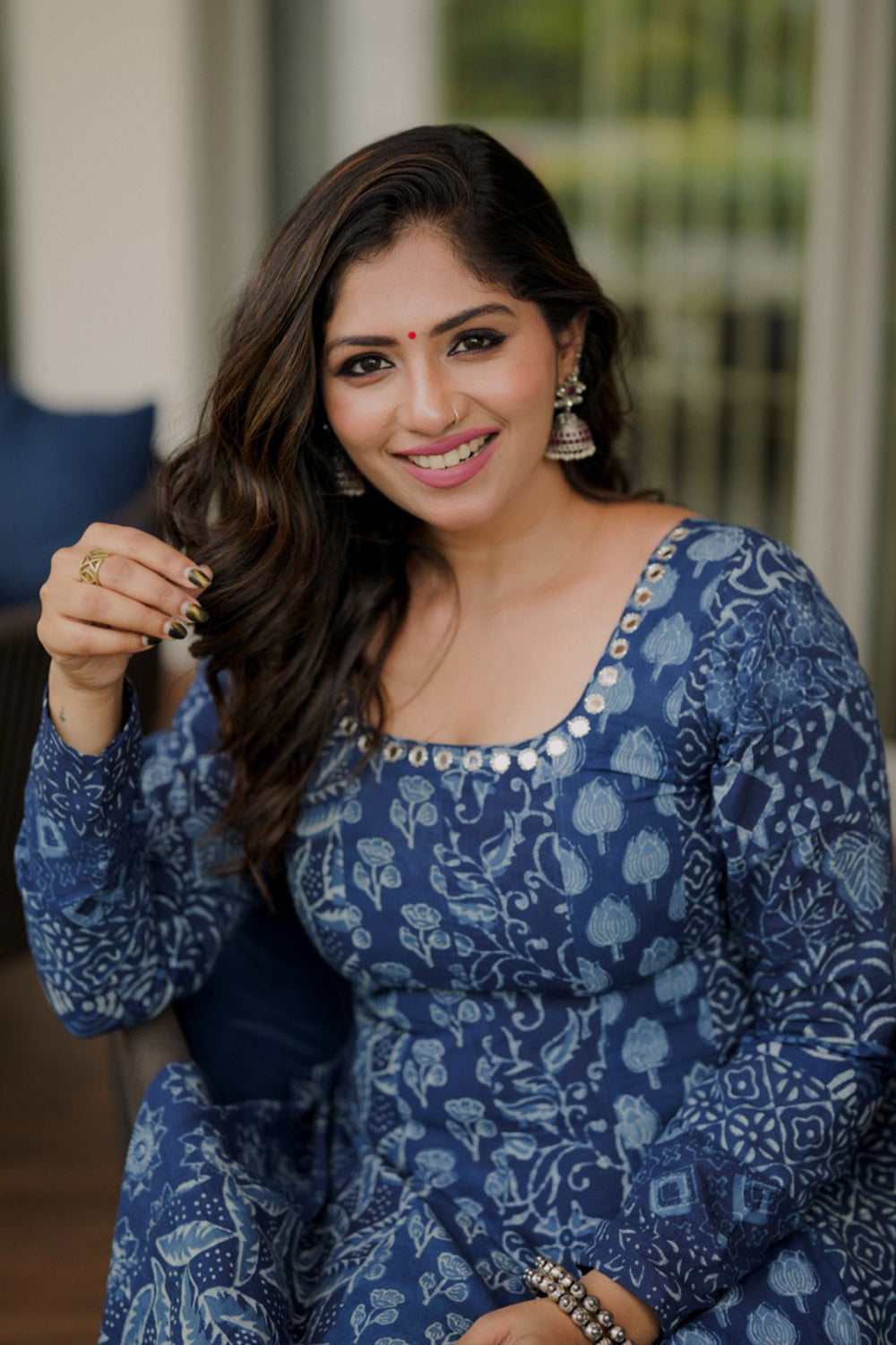 Indigo Patch Panel Anarkali