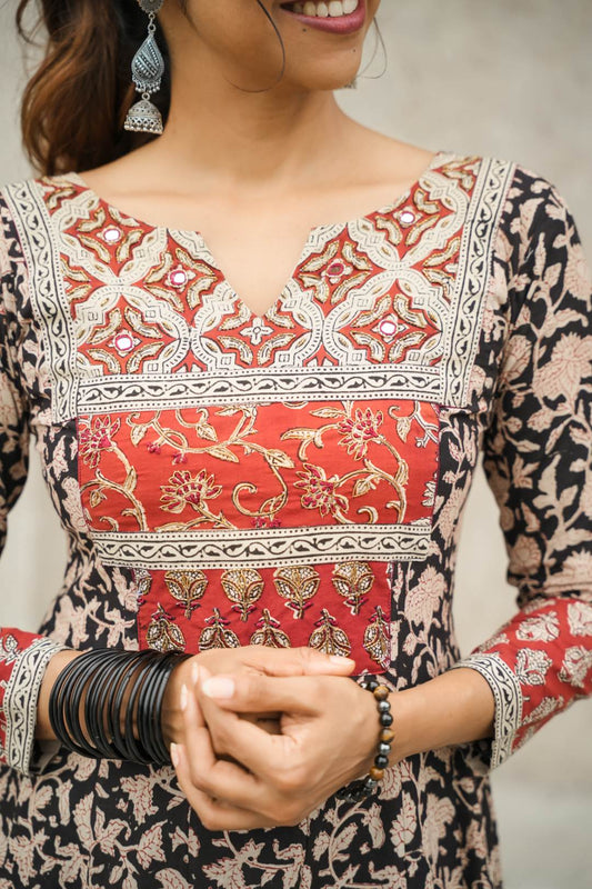Black Kalamkari Anarkali