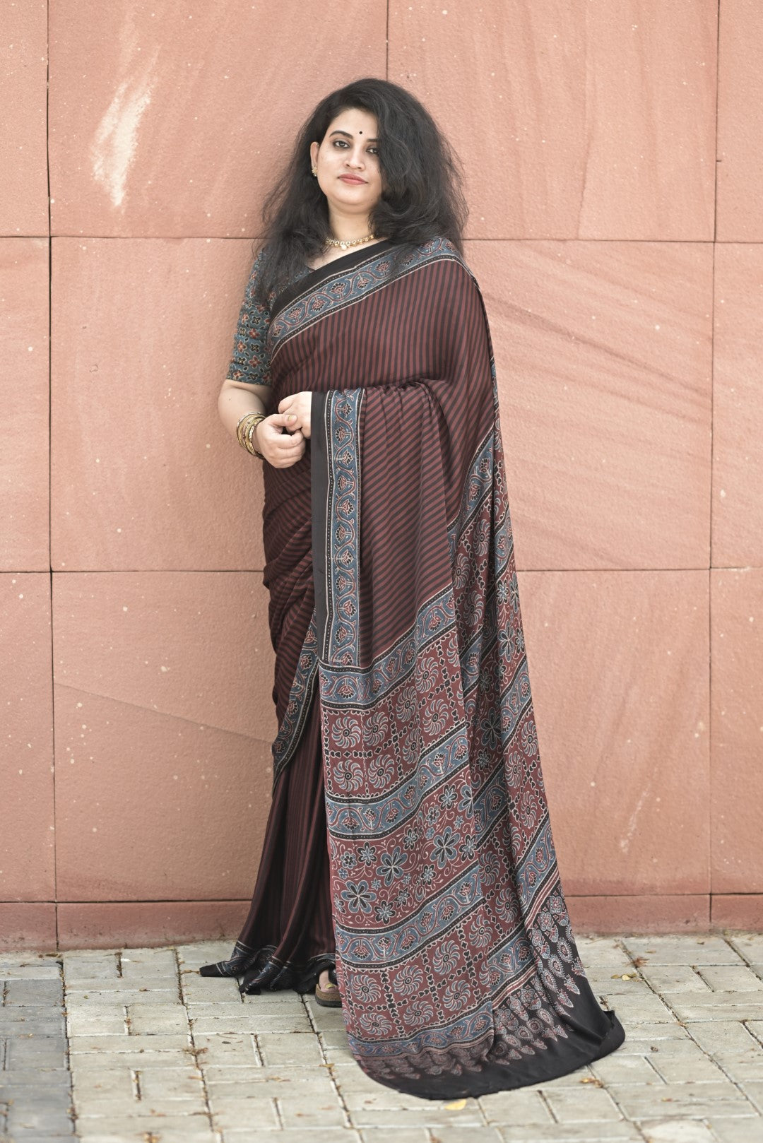 Black Modal Silk Striped Saree