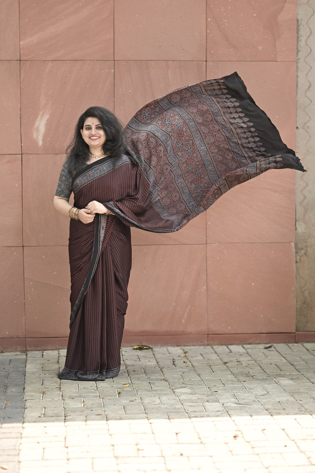 Black Modal Silk Striped Saree