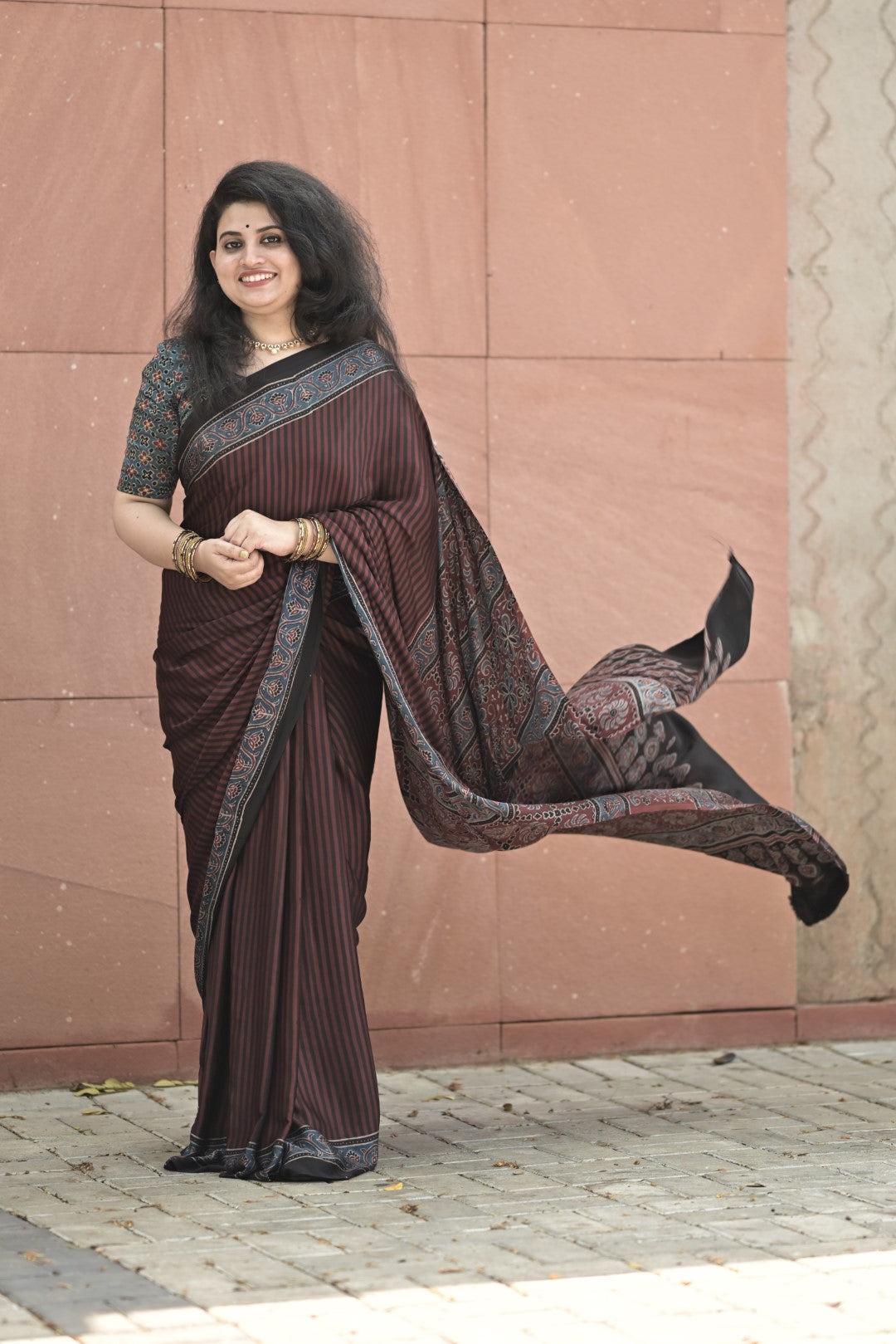 Black Modal Silk Striped Saree