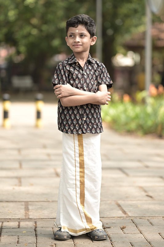 Black Base Red & Blue Print Shirt