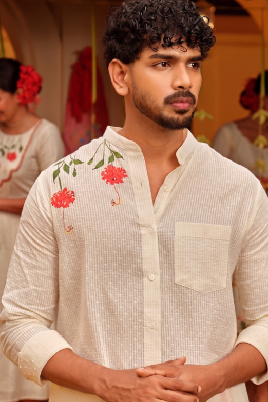 Hibiscus Handpainted Full Sleeve Shirt