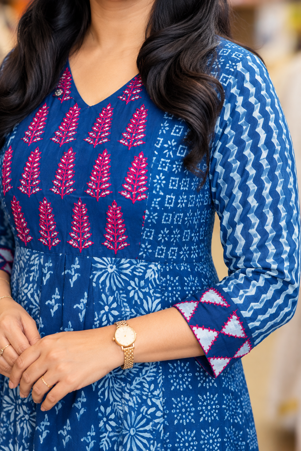 Indigo Patch Panel Anarkali