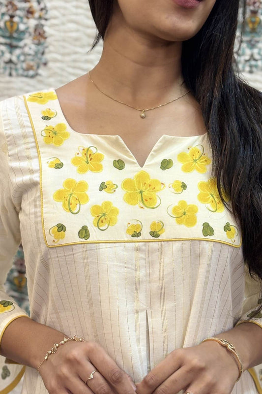 Offwhite Kanikonna Handpainted A Line Dress